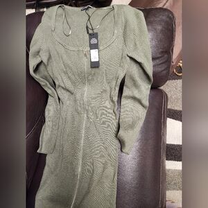Olive Green Knit Dress